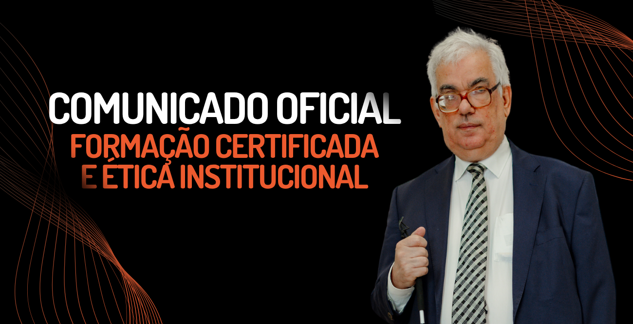Comunicado oficial da APEC sobre formação certificada e ética institucional, com imagem do Presidente da Direção da Associação.